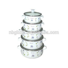 enamel lid and two side decal of enamel casserole sets kitchen accessories china products